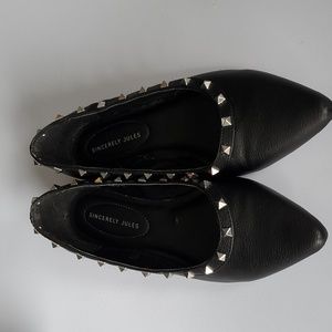 Sincerely Jules Studded Black Flat Slip-ons, US Size 8